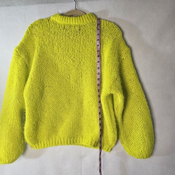 VERO MODA Lime Green Balloon Sleeve Knit Sweater Sz S Oversized - Picture 2 of 6